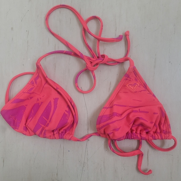 ROXY SWIM - Bright Red String Tie Up Bikini Top NWOT - Picture 1 of 4